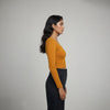 Women’s Square Neck Cotton Crop Top Mustard Colour