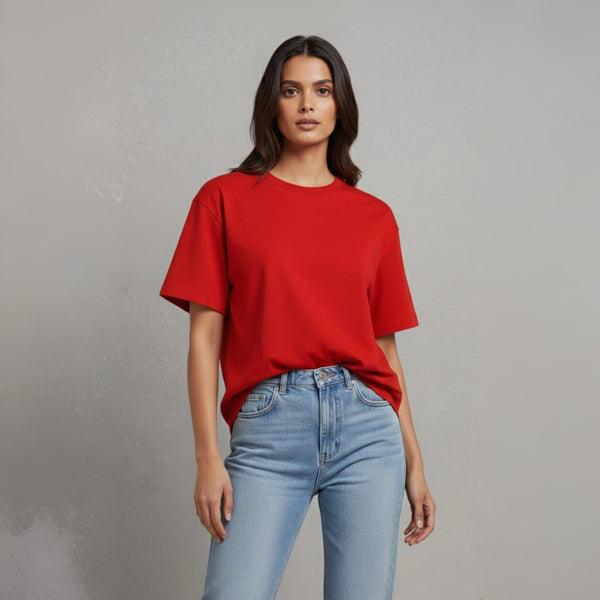 Women’s 100% Cotton Oversized T-Shirt Red