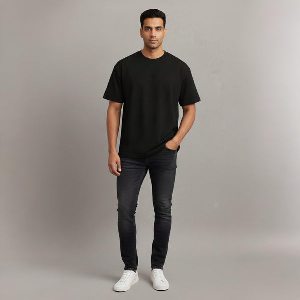 Men 100% Cotton Oversized T-Shirt Black