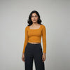 Women’s Square Neck Cotton Crop Top Mustard Colour