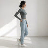 Crop Top Full Sleeve Grey