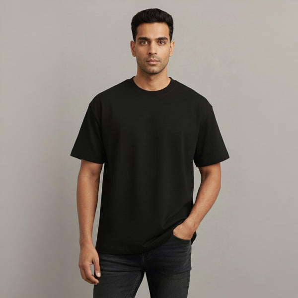 Men 100% Cotton Oversized T-Shirt Black