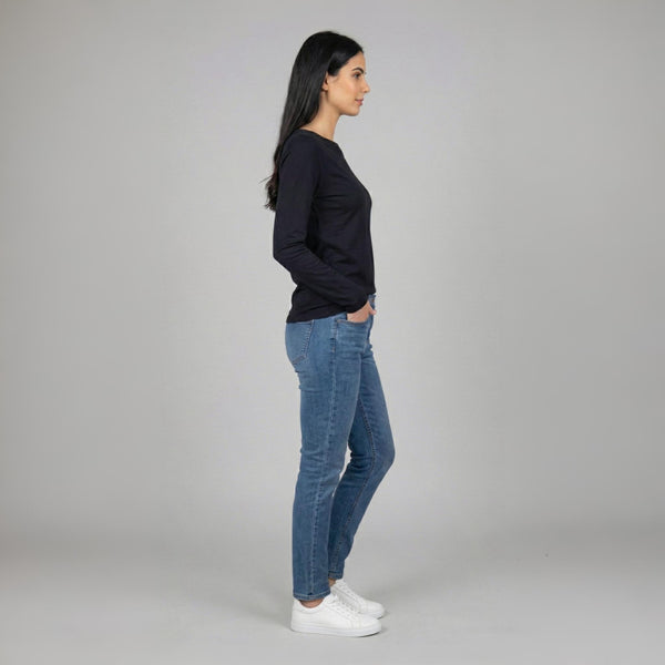 Boat Neck T-ShirtFull Sleeves Black