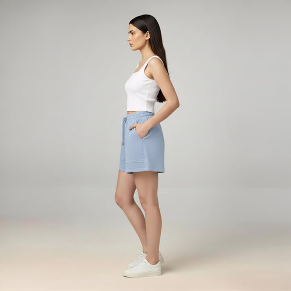 Female Premium looper Shorts Sky Blue