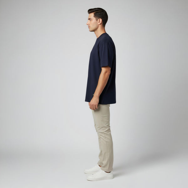 Men French Terry Oversized T-Shirt Navy