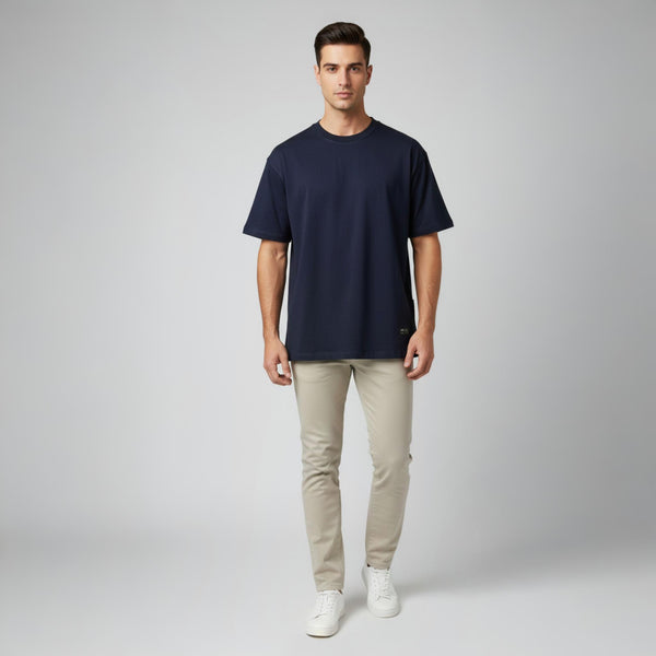 Men French Terry Oversized T-Shirt Navy