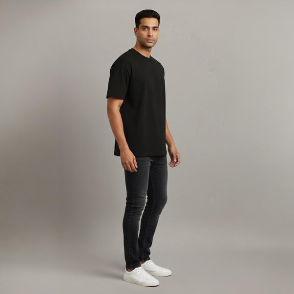 Men 100% Cotton Oversized T-Shirt Black