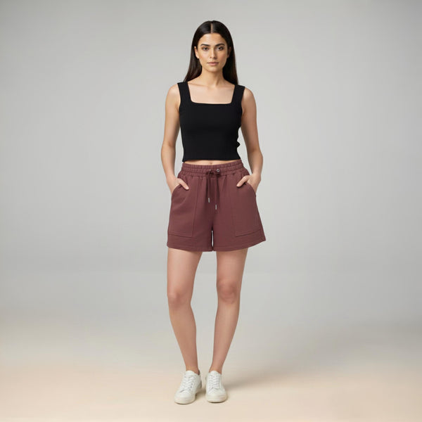 Female Premium looper Shorts Maroon