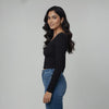 Women’s Square Neck Cotton Crop Top Black