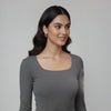 Women’s Square Neck Cotton Crop Top Ash