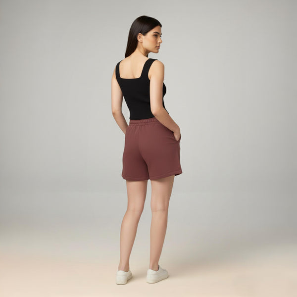 Female Premium looper Shorts Maroon