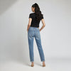 Round Neck Crop Top Half Sleeves Black