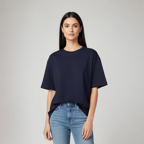 Women’s French Terry Oversized T-Shirt Navy