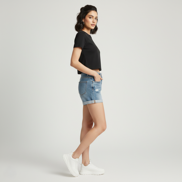 Women Regular Crop Top black