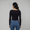 Women’s Square Neck Cotton Crop Top Black