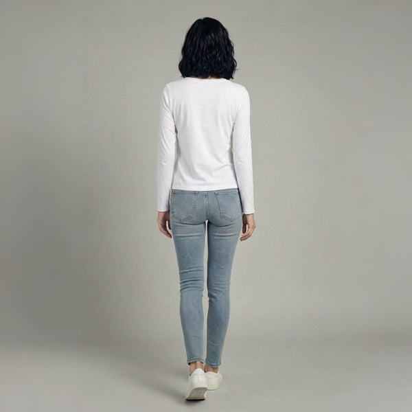 Boat Neck T-ShirtFull Sleeves White