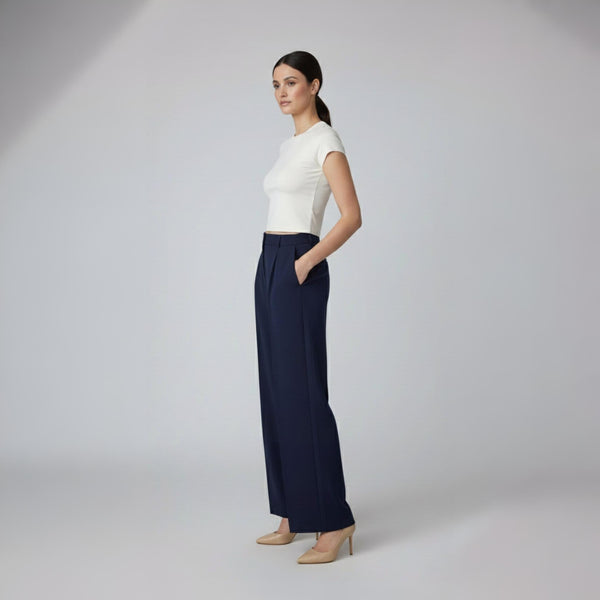 Round Neck Crop Top Half Sleeves Off White