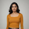 Women’s Square Neck Cotton Crop Top Mustard Colour