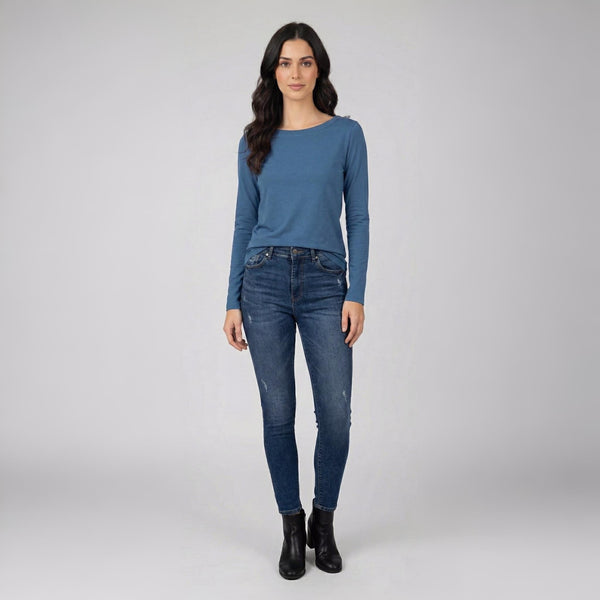 Boat Neck T-Shirt Full Sleeves Airforce