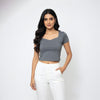 Heart Neck crop Top Slim FIT Ash