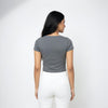 Heart Neck crop Top Slim FIT Ash