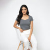 Heart Neck crop Top Slim FIT Ash