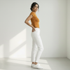 Round Neck Crop Top Half Sleeves Mustard Color