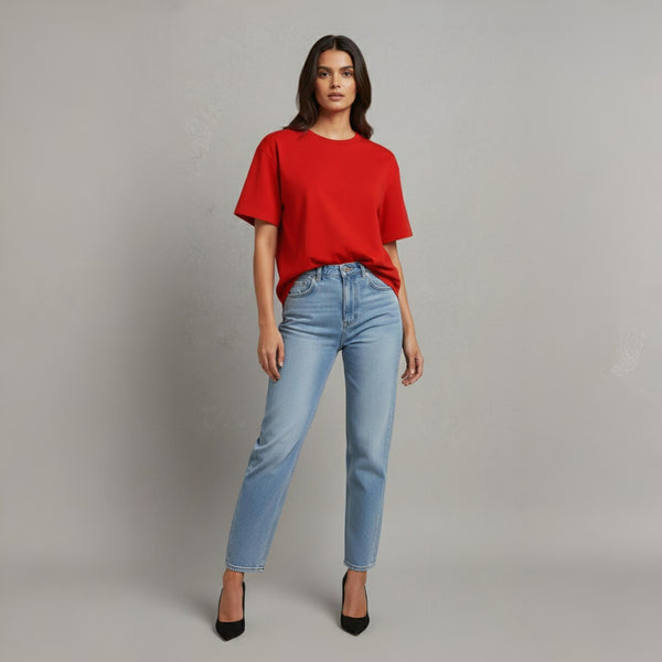 Women’s 100% Cotton Oversized T-Shirt Red