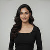 Women’s Square Neck Cotton Crop Top Black
