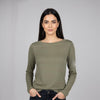 Boat Neck T-ShirtFull Sleeves Moss Green