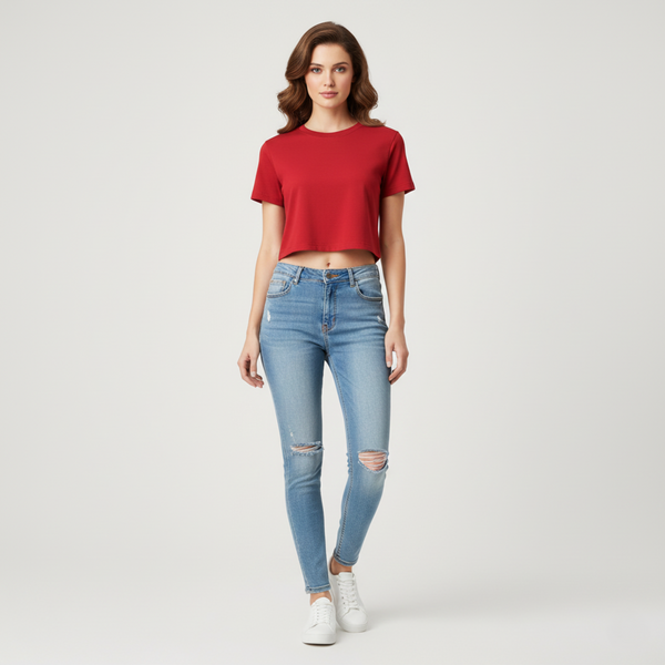 Women Regular Crop Top Red