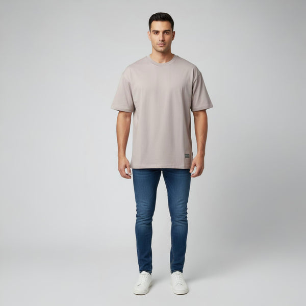 Men French Terry Oversized T-Shirt Ash