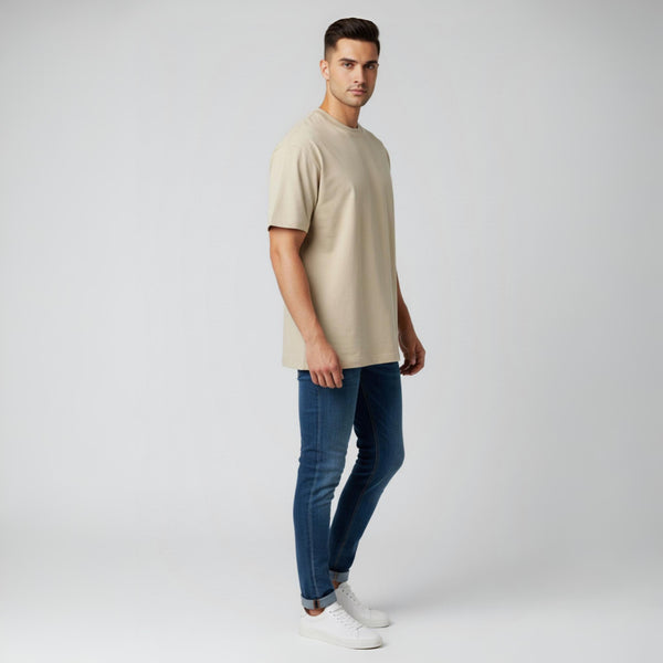 Men French Terry Oversized T-Shirt Smoke Grey