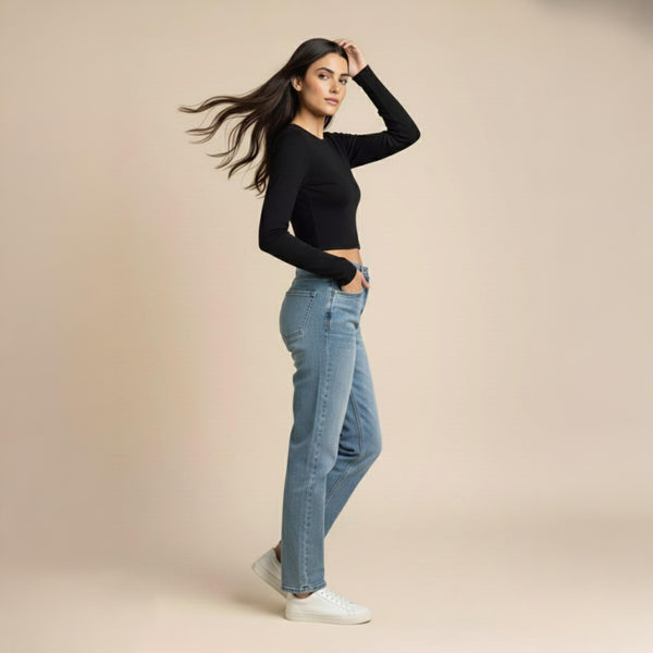 Crop Top Full Sleeve Black