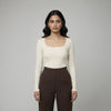 Women’s Square Neck Cotton Crop Top Off-White