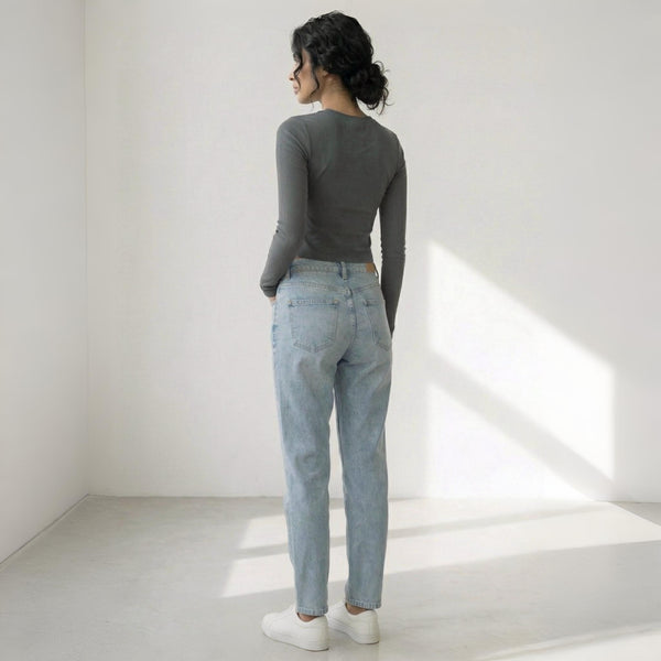 Crop Top Full Sleeve Grey