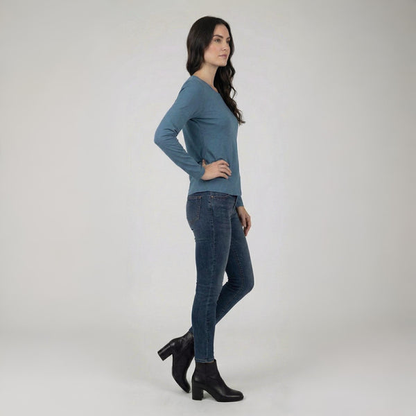 Boat Neck T-Shirt Full Sleeves Airforce