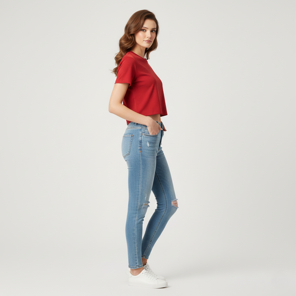 Women Regular Crop Top Red