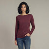 Boat Neck T-Shirt Full Sleeves Wine