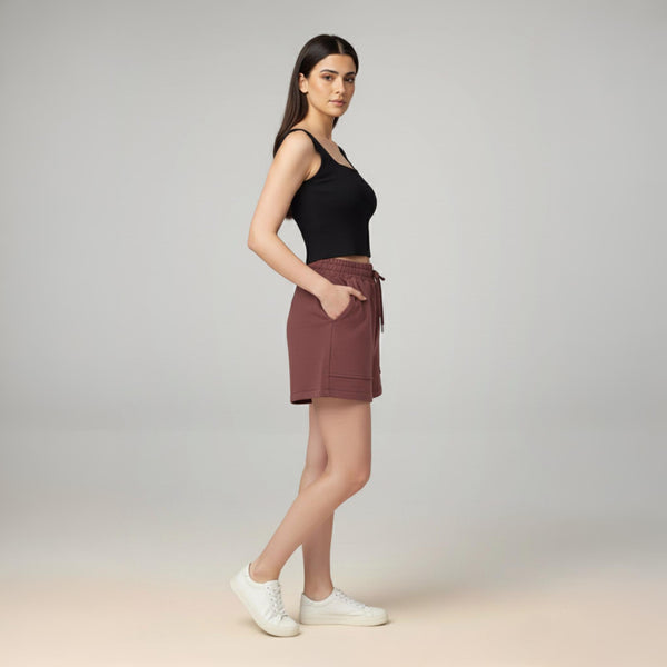 Female Premium looper Shorts Maroon