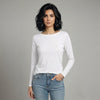 Boat Neck T-ShirtFull Sleeves White