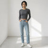 Crop Top Full Sleeve Grey