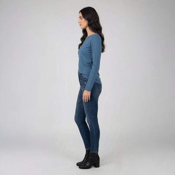 Boat Neck T-Shirt Full Sleeves Airforce