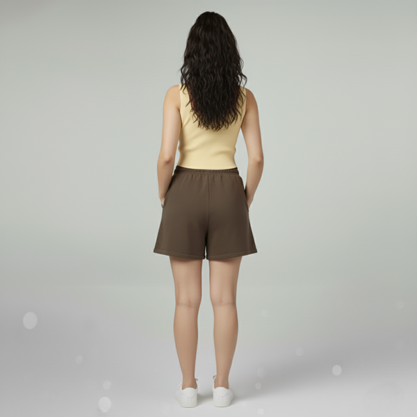 Female Premium looper Shorts Brown