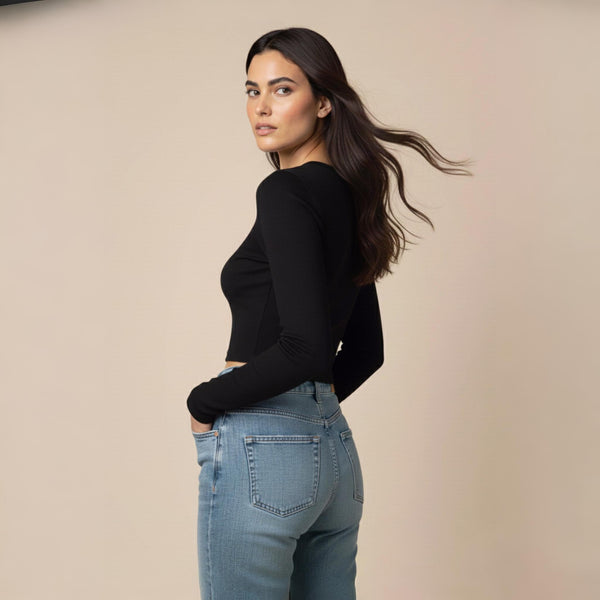 Crop Top Full Sleeve Black