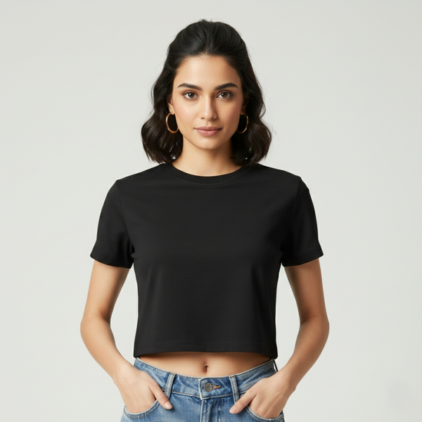 Women Regular Crop Top black
