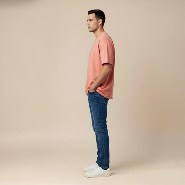 Men French Terry Oversized T-Shirt Dusty Cedar