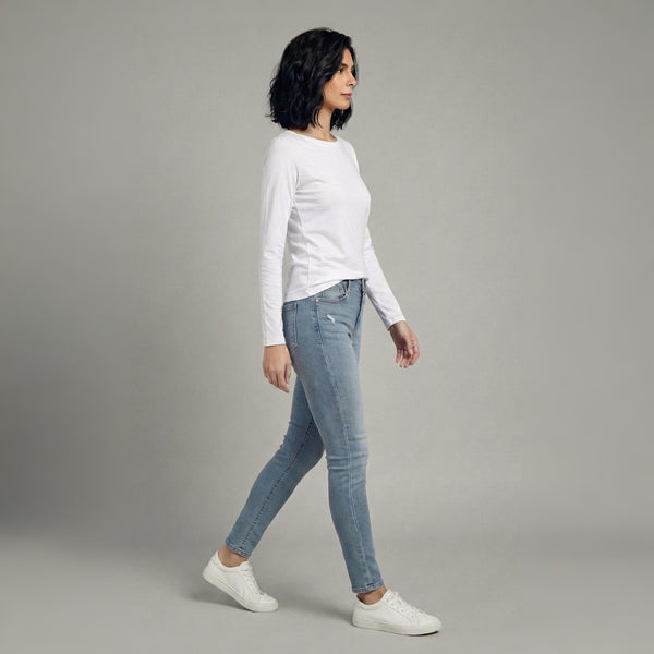 Boat Neck T-ShirtFull Sleeves White