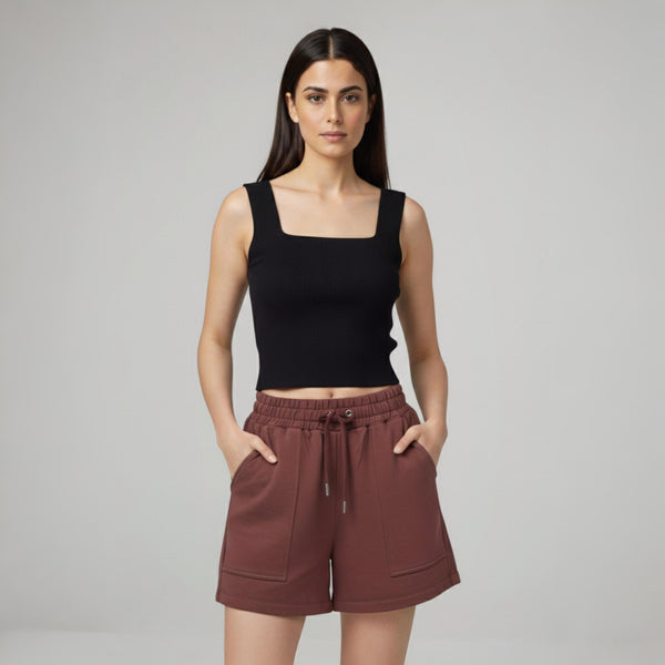 Female Premium looper Shorts Maroon