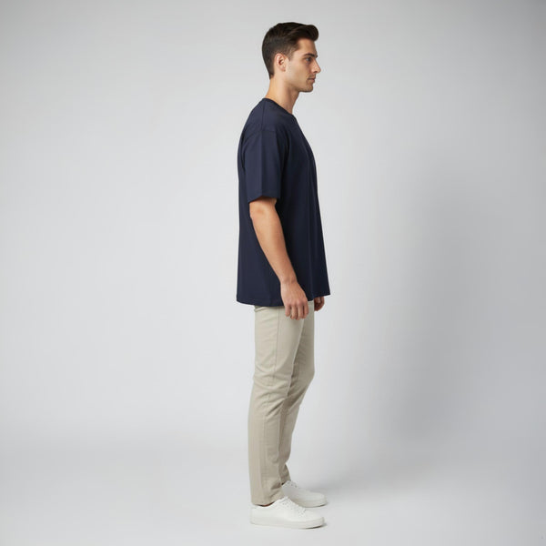Men French Terry Oversized T-Shirt Navy